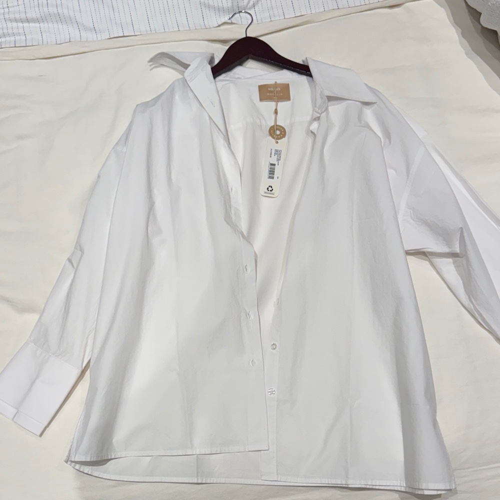 ROLLA'S White Button Shirt with Tan Tag